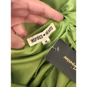 Inspired Hearts Green Satin Ruched Side Bodycon Dress – Size M thumbnail 7