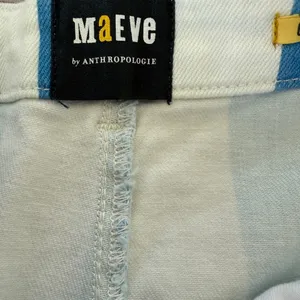 Anthropologie Blue and White Vertical Stripe High-Rise Shorts thumbnail 4