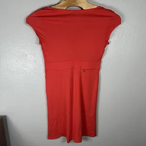 Toad & Co‎ Flexcel Cap Sleeve Dress Womens Large Coral Orange Pockets Tencel thumbnail 4