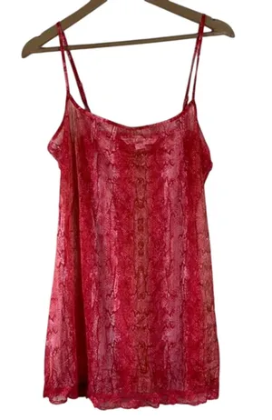 Victoria's Secret Babydoll Dress Womens M Red Sexy Sheer Lace Snakeskin Lingerie thumbnail 1