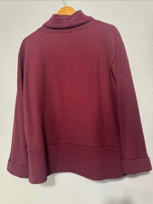 Orvis Maroon Textured Cowl Neck Pullover Sweatshirt M Drop Shoulder Cozy Cabin thumbnail 4