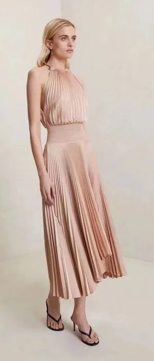 NEW A.L.C. Renzo II Satin Pleated Midi Sleeveless Dress in Bell Size‎ 2 $595 thumbnail 1