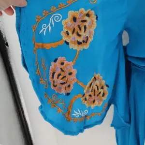 Free People Cora Embroidered Mini Dress Womens Size S Blue Boho Tassel Beachy thumbnail 5