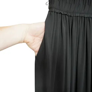 Peruvian Connection Small Black Micro Pleated V-Neck‎ Midi Dress Contemporary thumbnail 4