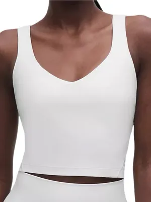 lululemon athletica Women’s Size 6 White Align V-Neck Crop Tank Top Sports Bra thumbnail 1