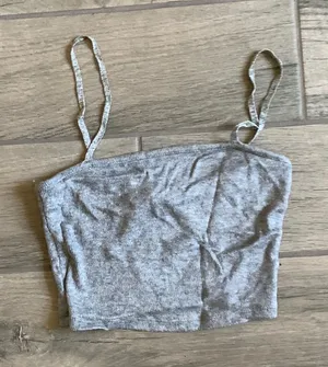 Zara gray ribbed crop top thumbnail 1