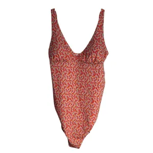 Amazon Essentials Size XL One Piece Swimsuit Orange and‎ Pink Floral on a Peach thumbnail 8