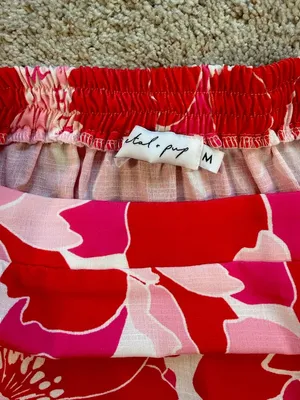 Petal + Pup Pink Red Floral Side Slit Midi Skirt Womens Medium Boho High Waist thumbnail 2