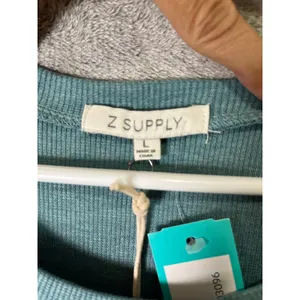 Z Supply Hayat Eco Knit Dress Teal Green Ribbed Sleeveless Midi Dress Size L New thumbnail 5