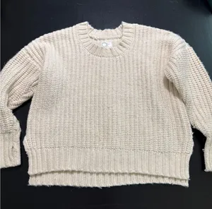 OFFLINE by‎ Aerie Women Cream Shaker Stitch Thumbhole Pullover Sweater Medium thumbnail 1