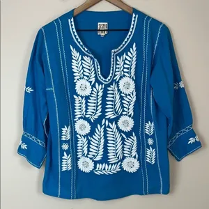 Sister Mary Embroidered Blouse Women's Sz XS‎ Anthropologie thumbnail 1