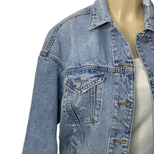 American Eagle Oversized Distressed Denim Jean Jacket‎ Small thumbnail 2