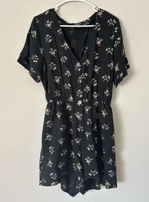 Madewell Daisy Print Button Up Boho Feminine Cottagecore Romper Size Large thumbnail 1