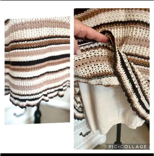 American Eagle Crochet Knit Mini Dress Dusty Stripe Boho Beach Cover-Up Size M thumbnail 4