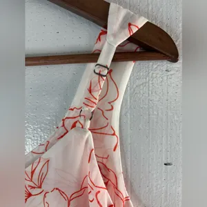 CAbi M Wide Strap Sketch Floral Tank Top in Orange on White thumbnail 6