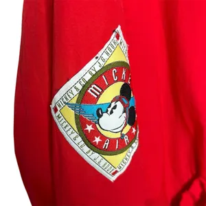 Vintage Red Mickey Mouse Air Flight Jacket Size Medium 1970s Zip Up Pockets thumbnail 9
