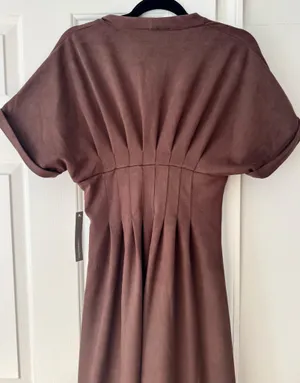 Anthropologie The Tobie Faux Suede Maxi Shirt Dress by Exquise, Size XS thumbnail 14