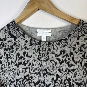 Charter Club 2 Ply 100% Cashmere Grey Floral Sweater xl quiet luxury designer thumbnail 3