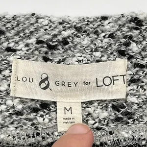 LOU GREY for LOFT Skirt Medium Black White Gray Tweed Pencil Mini‎ Drawstring thumbnail 5