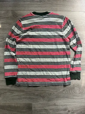 Pact Green Red Striped Long Sleeve Crew Neck 100% Cotton T Shirt Size M Classic thumbnail 2