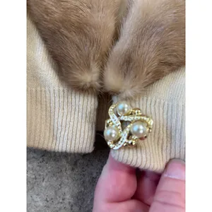 Vintage Cameron Classics Cashmere Cardigan‎ Max Azen Mink Fur Collar Cream/Beige thumbnail 11
