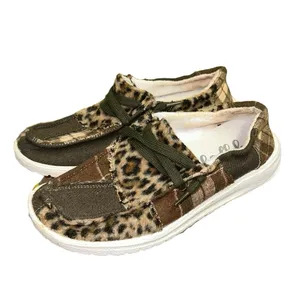 Gypsy Jazz Leopard Patchwork Slip On Sneakers Size 6‎ Boho Casual Shoes Green thumbnail 3