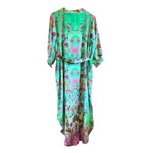 Sakkas Fits a Large‎ Floral Paisley High-Low Shirt Dress Green Boho OS1650 thumbnail 7