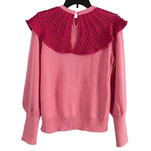 NWT Tuckernuck Mixed Berry Pink Crochet Bettina Sweater Size Medium thumbnail 3