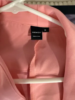 SHEIN Coral Pink Open-Front Ruched-Sleeve Blazer and cropped pant set thumbnail 3