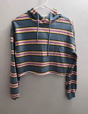 Striped cropped long sleeve gold rush  thumbnail 1