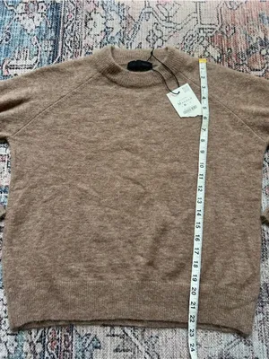 Zara Women's NWT Alpaca and Wool Blend Brown Crew Neck Sweater Size Medium thumbnail 8