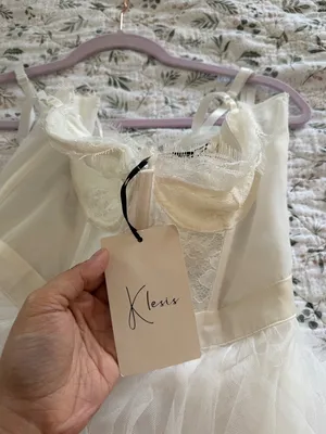 Klessis White Lace Bralette Maxi Dress Tulle Bridal Shower Bachelorette NWT thumbnail 4