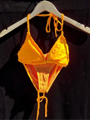 Hurley Marigold Textured Tie-Side Triangle Bikini thumbnail 14