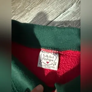 VTG Valorie Folk Art Christmas Sweatshirt Embroidered Gingerbread Red Green S M thumbnail 8