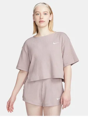 Nike High Waisted Ribbed Jersey Shorts- Diffused Taupe thumbnail 7