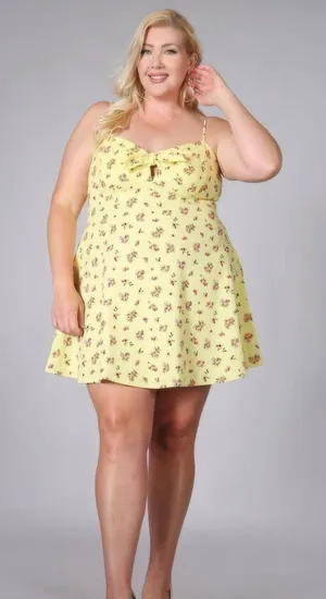 Haute Fox Floral Dress Yellow Size 2X thumbnail 1