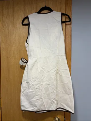 Commense Linen Blend Contrast Trim Wrap Dress thumbnail 2