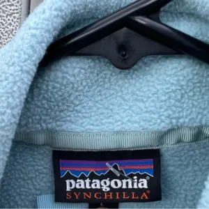 Patagonia Classic Synchill Marsupial Light Blue Pullover Women’s Sweater Sz L thumbnail 4
