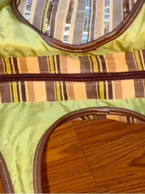 Striped Sequin Accent Striped Tote Bag Brown thumbnail 4
