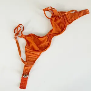 Moschino Womens Orange Heart Flocked‎ Mesh Vintage Italian Lingerie Bra Size 36B thumbnail 5