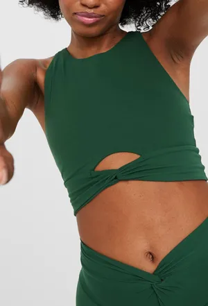 Aerie Green Twist Front Crop Top thumbnail 1