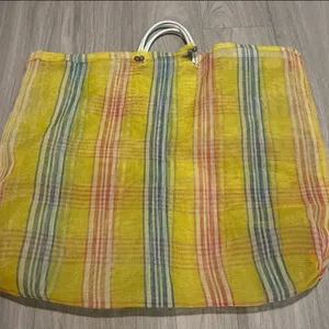 Yellow Striped Large Tote Bag thumbnail 1