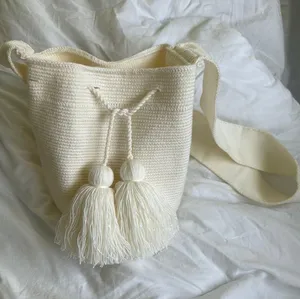 Handmade Colombian Wayuu Bag Off White thumbnail 1