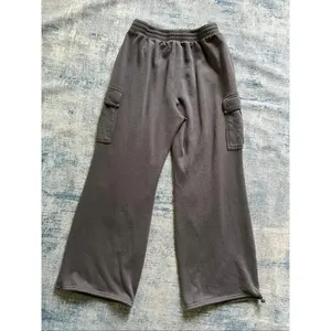 Hollister Gray Cargo Wide Leg Cinch Hem Ultra High Rise Sweatpants Small thumbnail 2