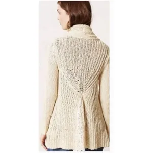 Anthropologie Knitted & Knotted Siretta Cotton Blend Beige Women’s Cardigan XS thumbnail 9