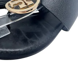 Tory Burch Benton Band Black Leather Logo Medallion Sandals 8 thumbnail 7