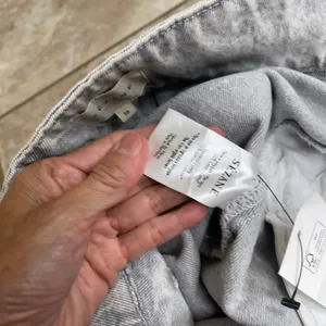 Sezane Austin Light Gray Wash Paperbag Waist Tapered Denim Pants Size 36 FR 4 US thumbnail 10