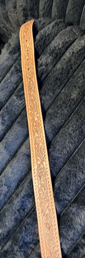 Wrangler Tooled Leather Belt Tan thumbnail 1