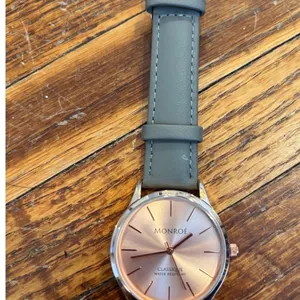 Monroe Classique Sunburst Solerose Rose Gold Watch Grey Leather Water‎ Resistan thumbnail 7