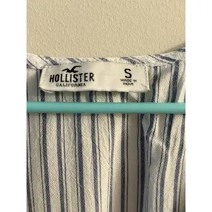 Hollister Coastal Striped Stripe Long Sleeve‎ Cross Over Crop Top Women's Size S thumbnail 3